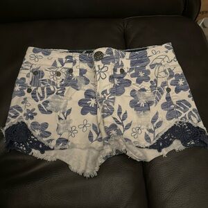 Blue & White Flower Shorts- Size 0